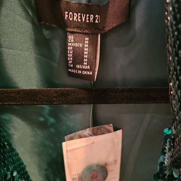 NWT Forever 21 Emerald Sequin Blazer size Medium - Picture 2 of 4